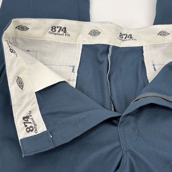 Dickies 874 Original Fit Work Polyester Cotton  Pants‎ Pockets 38/30 Blue - Picture 3 of 9